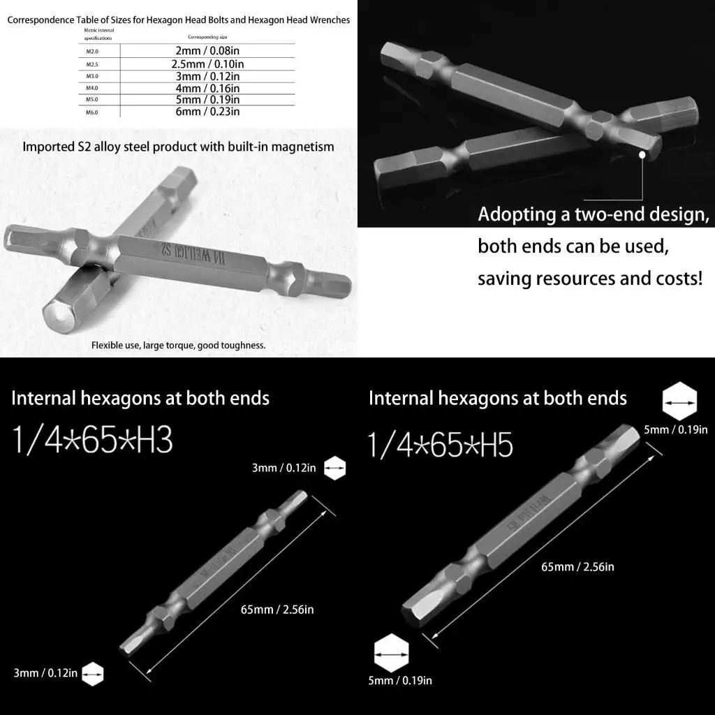 

652F Pack Of 6 Double Ended Bits Effective Double Sided Bits For Convenient Household Projects