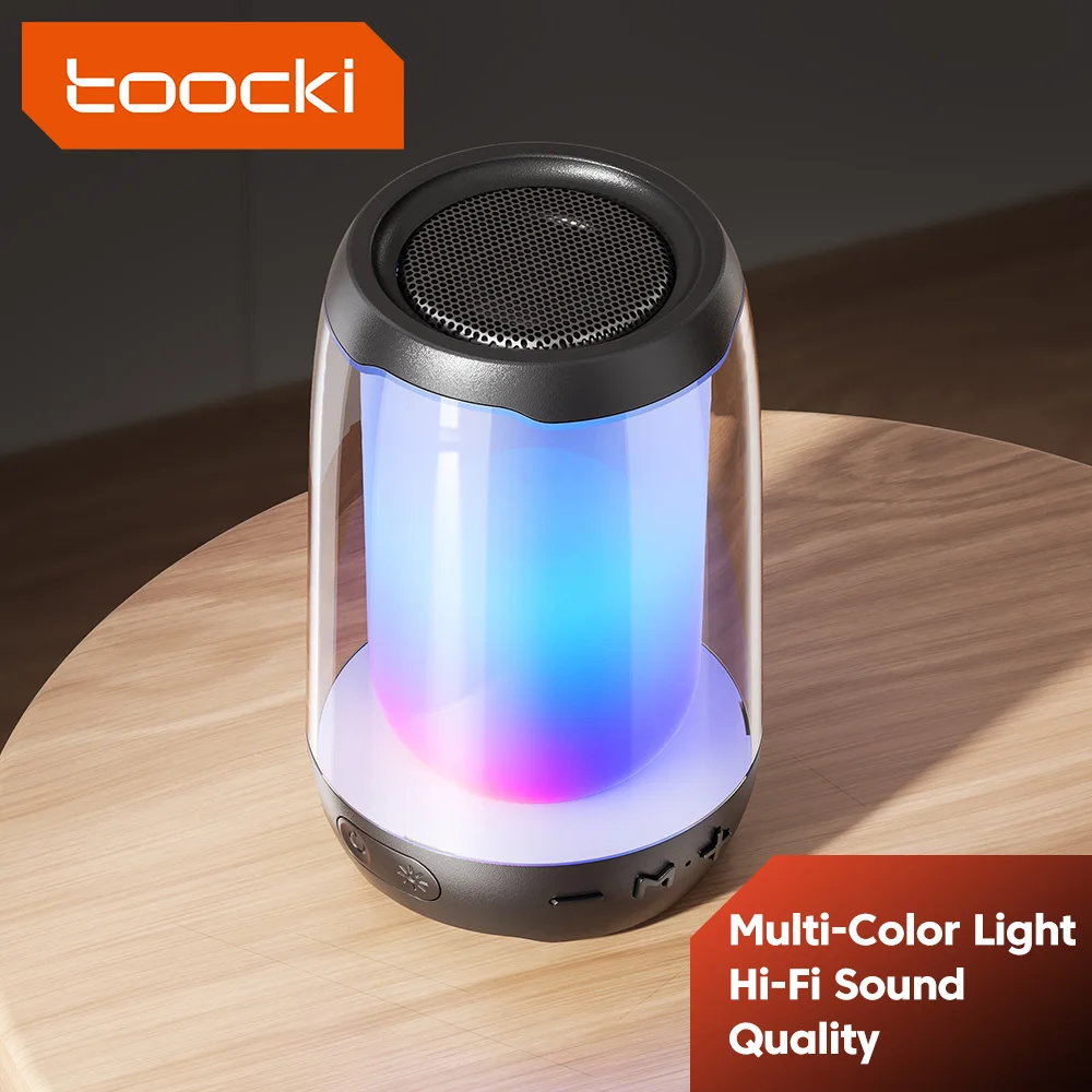 Toocki Outdoor Bluetooth Speakers Portable Hi-Fi Stereo Sound Box Car Audio supported TF Card Aux Input Sound System LED Light