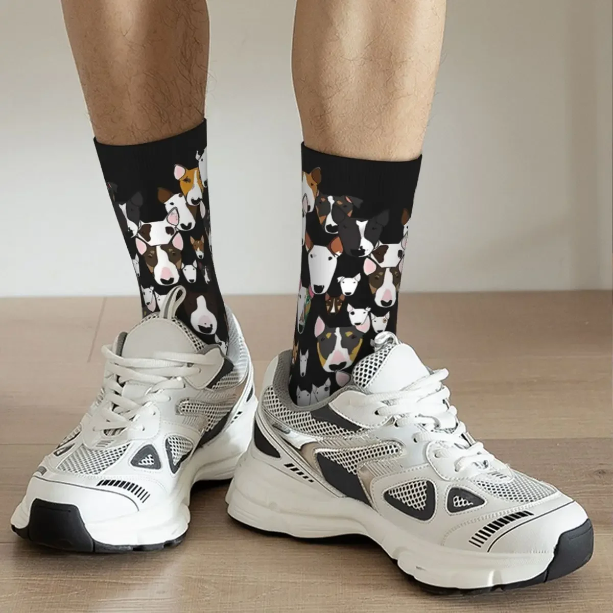 Chaussettes rétro Bully Love pour hommes, style de rue unisexe, imprimé sans couture, cadeau heureux d'équipage, chien de compagnie Bull Terrier