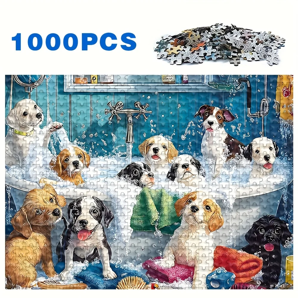 500/1000/1200/2000pcs Adorable Animal Jigsaw Collection, Cat/Dachshund/Puppy Scenes, Artistic Paper Puzzle Gift for All Ages