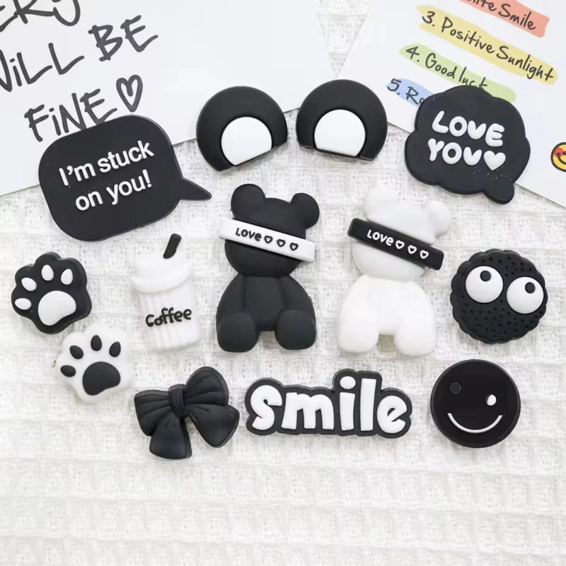 Cartoon Letter Bear PVC Soft Rubber Shoes Accessories DIY Sandals Decoration Accessories Charming Shoe Buckles Cute Gift