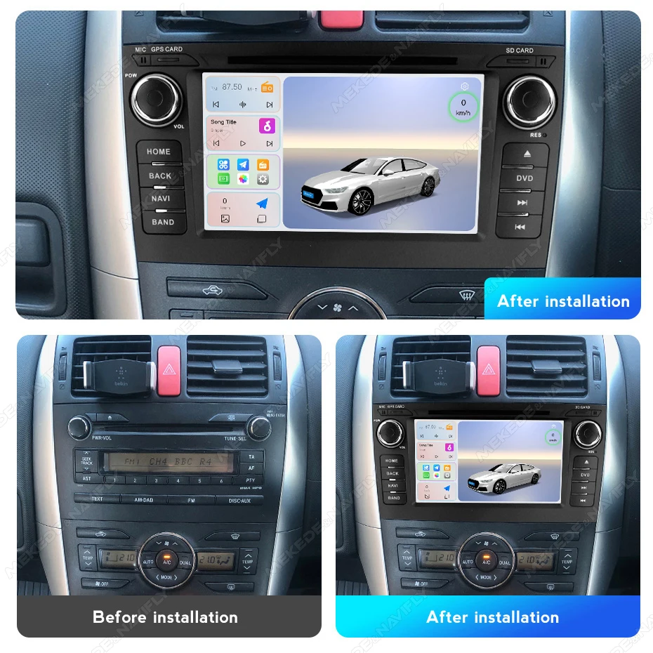 MEKEDE NaviFly Multimedia Player For Toyota Auris E150 Corolla 2006-2012 Wireless CarPlay Android Auto BT WIFI GPS Car Head Unit