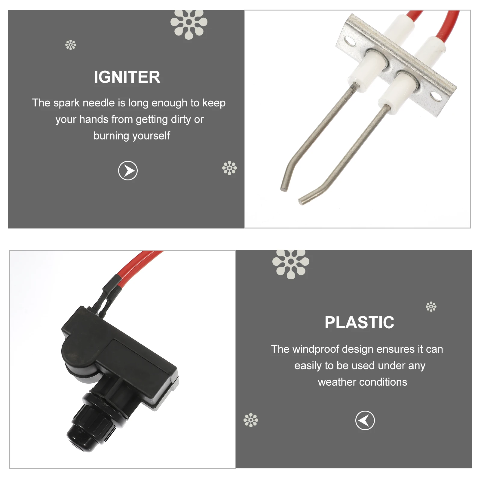 

Ignition Component Set Gas Stove Igniter High Pressure Spark Burner Outdoor Metal Windproof Long Spark Pin Durable Professional