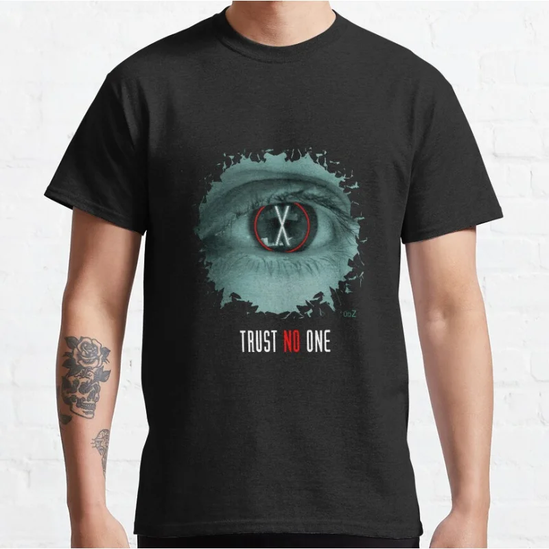 

X eyes Vintage Sci fi tv series 0227 The X Files Trust No One Gift t shirt for man Alien Graphic clothes All size tops S-6XL
