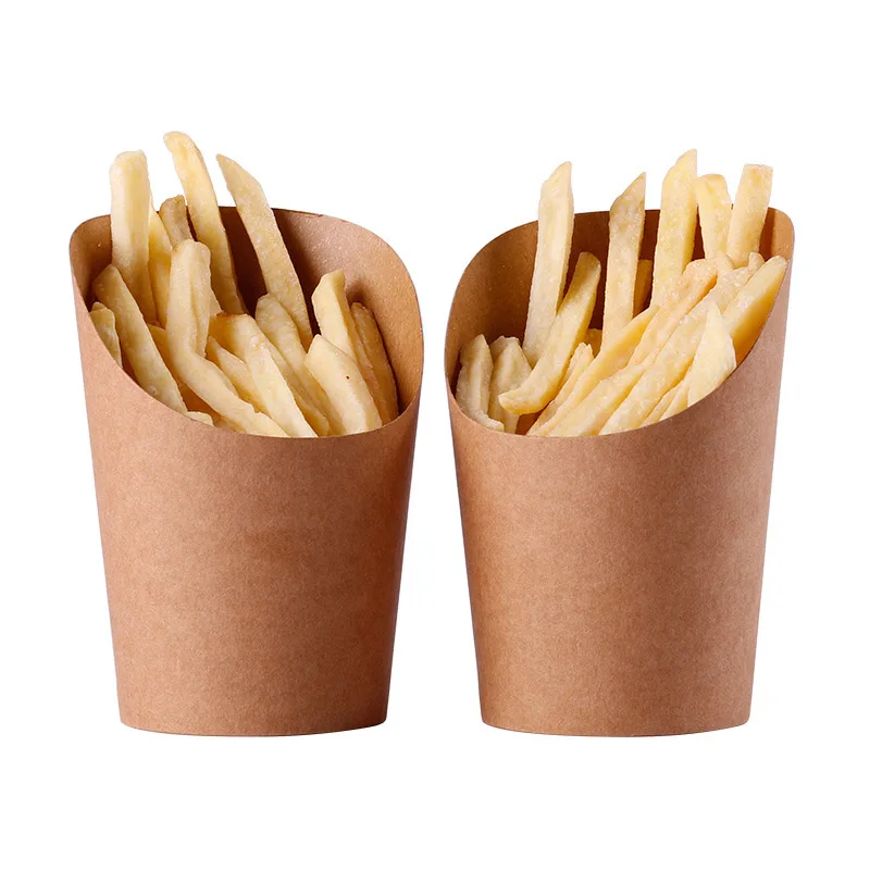 100Pcs Disposal Take-Out Party Dessert Supplies Baking Cakes Egg Puff French Fries Chips Snacks Kraft Paper Cups Holder 300Ml