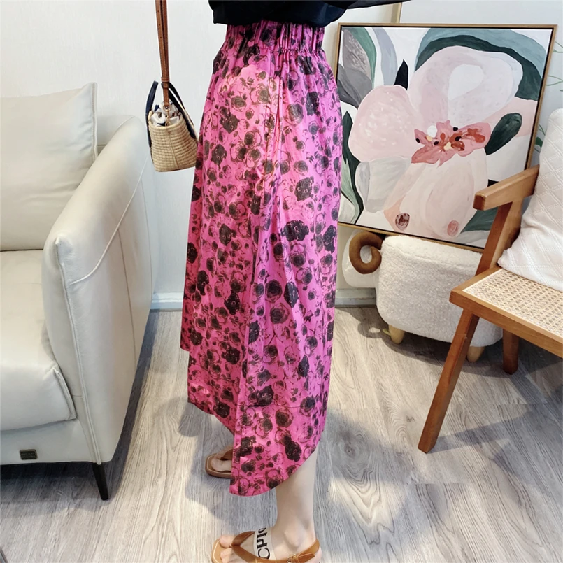 Loose Casual Wave Cut Elegant Skirt Women High Waisted Summer Long Skirt New 2026 Simple Stylish Ladies Office Skirts Vestidos