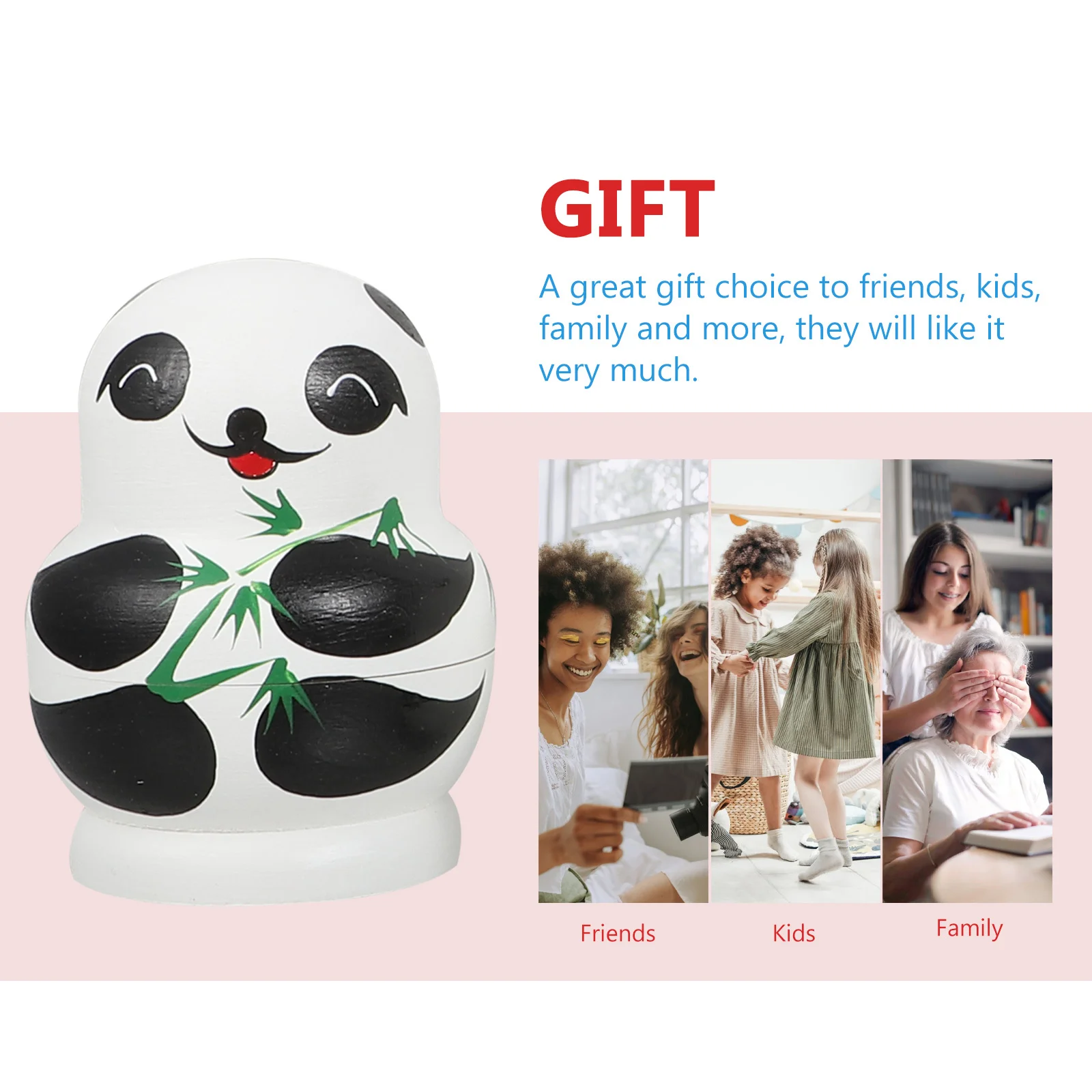 

1 комплект, русские гнездовые деревянные матрешки с пандой, уникальные украшения для дома, прочный экзотический узор для детей