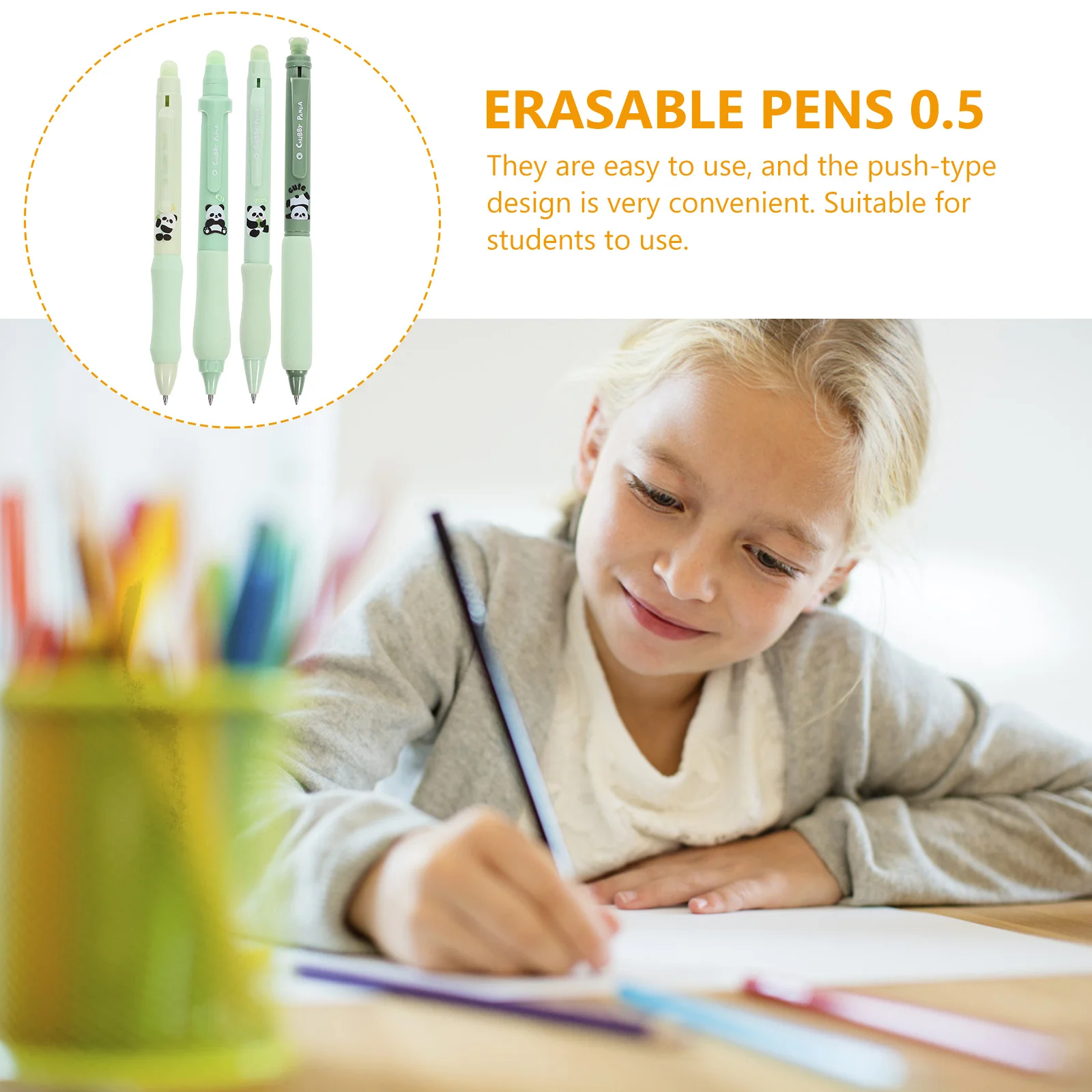 

4Pcs Simple Gel Pen Press Type Writing Tools for Greeting Cards Coloring Books Gel Erasable Pens Erasable Pens 0.5