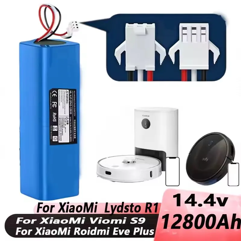 Für Proscenic M7 Pro, M8 Pro, M7 MAX, Laresar L6 Pro, Ultenic T10, Viomi S9, Viomi D800, 14,4V 12800mAh Lithium-Ionen-Akku-Ersatz