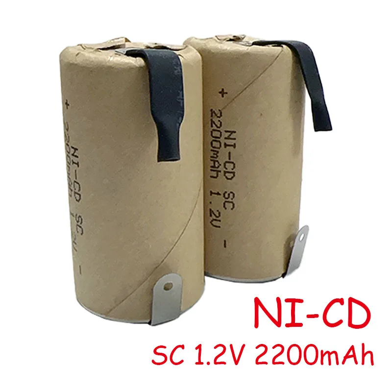 بطاريات SC جديدة 2-18 قطعة مفك كهربائي 1.2 فولت 2200 مللي أمبير في الساعة SubC Ni-Cd بطارية قابلة للشحن