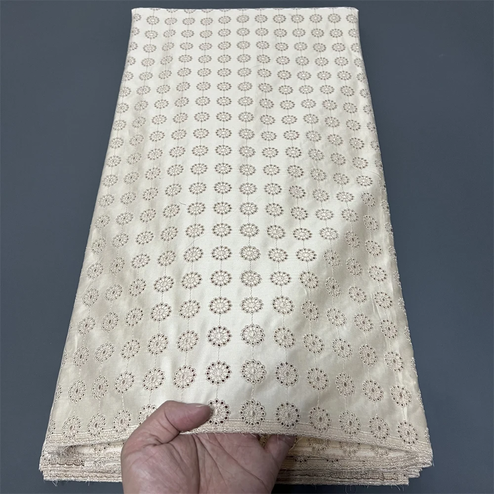 

Latest 2025 African Tulle Lace Fabric Nigerian Cotton Embroidery Wedding Dresses Prom Dresses High Quality 5Yard hz1388