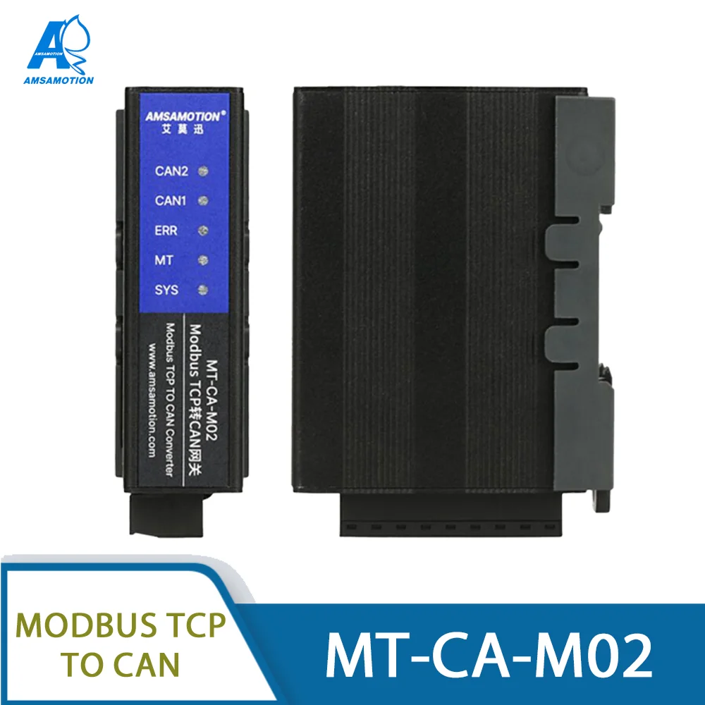 AMSAMOTION Modbus TCP Slave to CAN2 Channel Bidirectional Protocol Converter MT-CA-M02 Ethernet Gateway Module For PLC and CAN