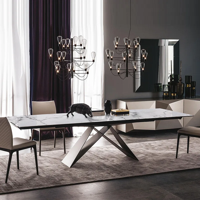 

^%Nordic Marble Dining Table and Chair Combination Italian Light Luxury Household Dining Table