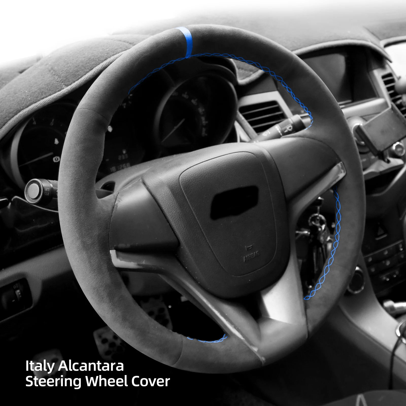 Alfanxi Hand Stitch Alcantara Steering Wheel Cover Compatible with Chevrolet Cruze Aveo  Orlando Holden Cruze  Ravon R4