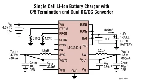 LTC3552EDHC LTC3552EDHC-1 LTC3552 - Standalone Linear Li-Ion Battery Charger and Dual Synchronous Buck Converter