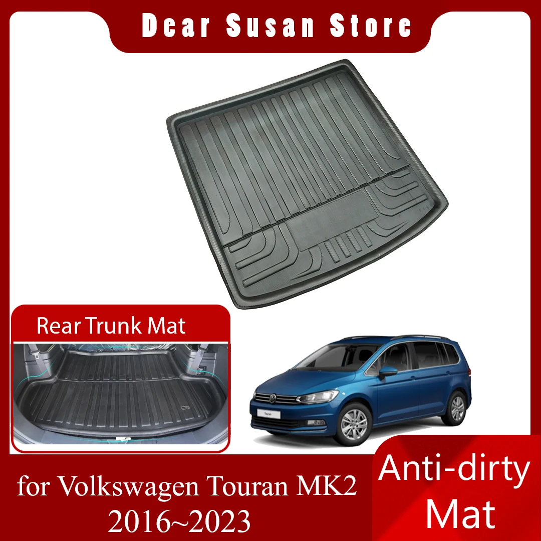 

Коврик для заднего багажника автомобиля для Volkswagen VW Touran MK2 5T 2016 ~ 2023 2022,2017 2018 2019 2020 2021 панельный лоток, водонепроницаемая прокладка, чехол для ботинок, аксессуары