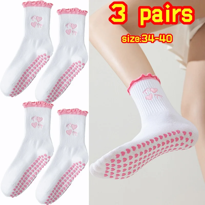 

3 пары силиконовых противоскользящих носков, напольные носки, носки для пилатеса, теплые носки, носки для йоги, мужские и женские носки, велосипедные носки