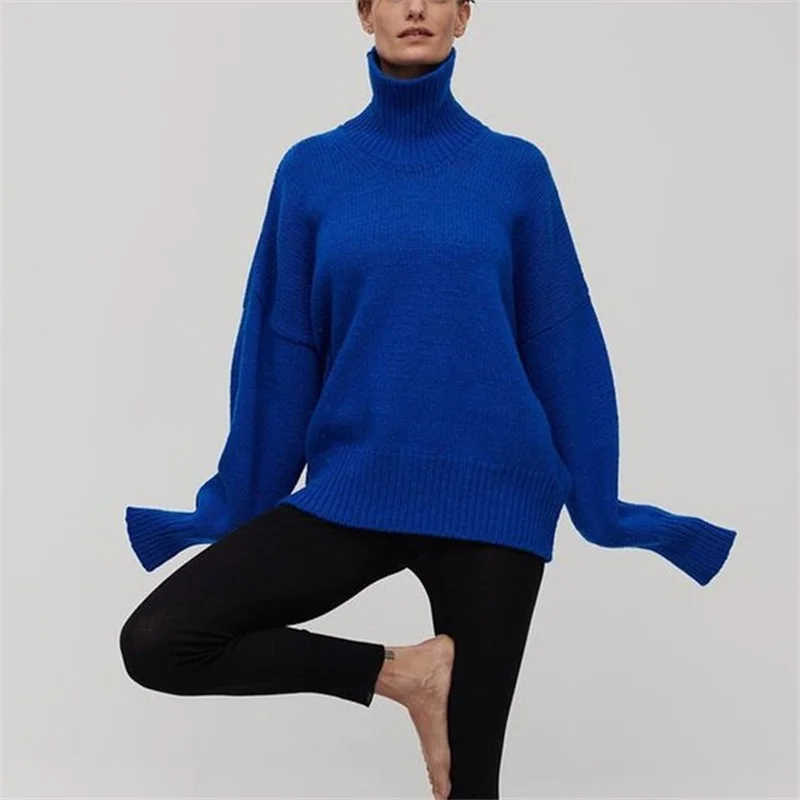 

High-neck Thickened Autumn and Winter Sweater Women New 2022 Long-sleeved Knitted Pullover Top Casual Solid Color Sweater Women