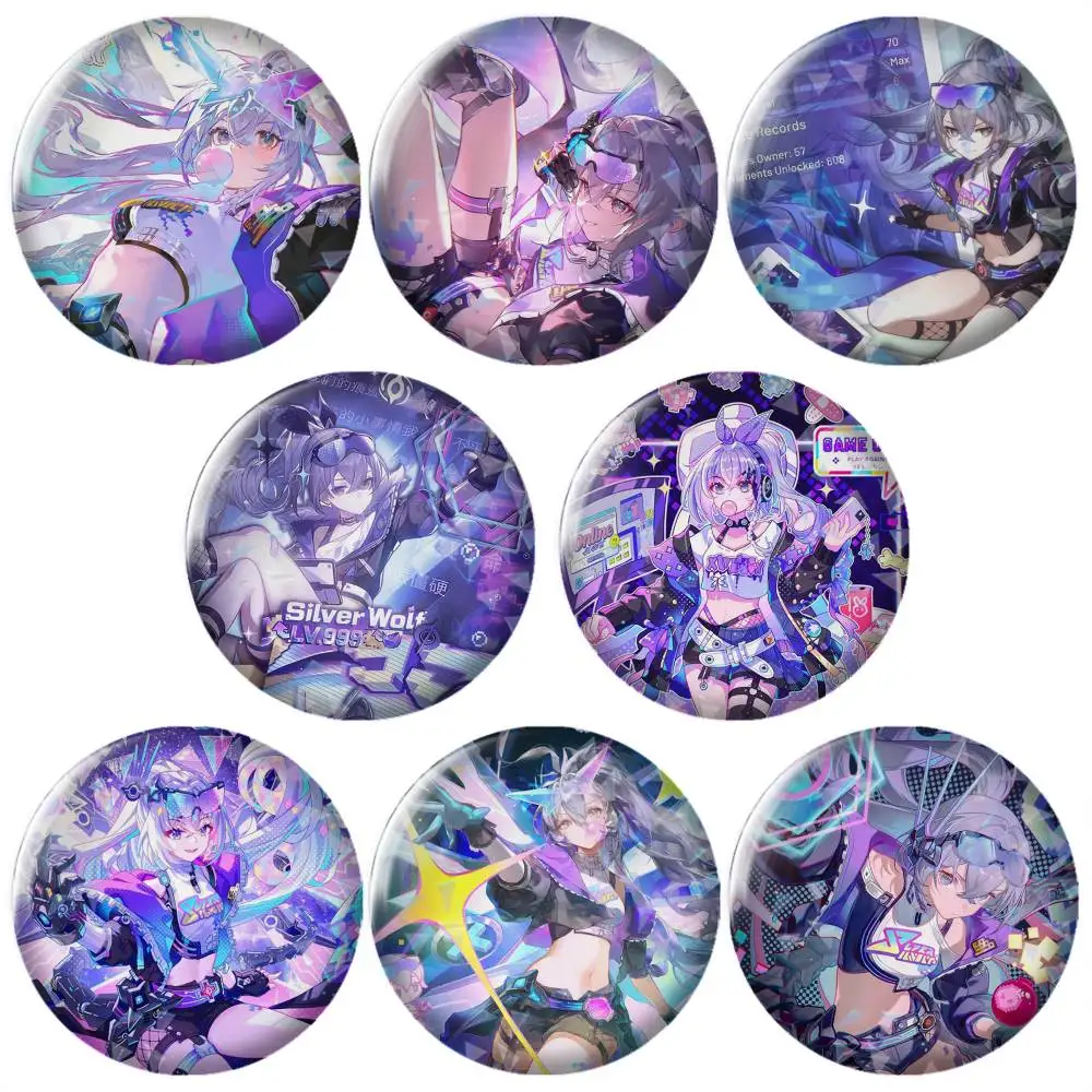 Silver Wolf LV.999 HSR-r Brooch Metal Decorative Brooch Pins for Backpack Clothes Jacket Accessories,Souvenir.