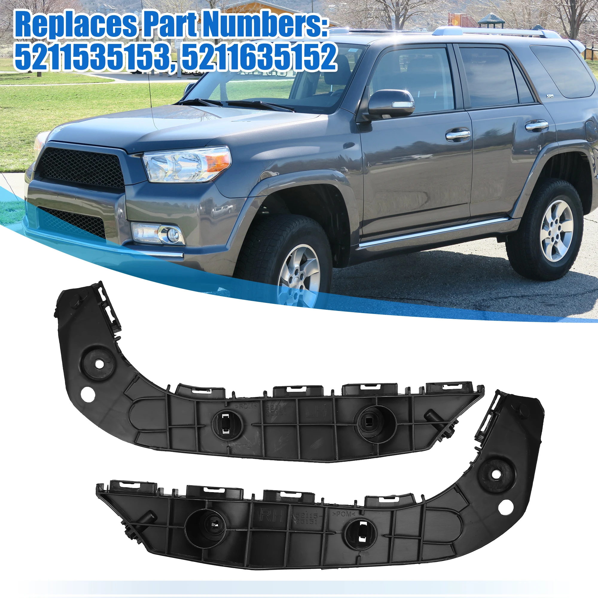 1 Pair Left and Right Side Front Bumper Mounting Support Bracket 5211535153 5211635152 for Toyota 4Runner 2010-2022