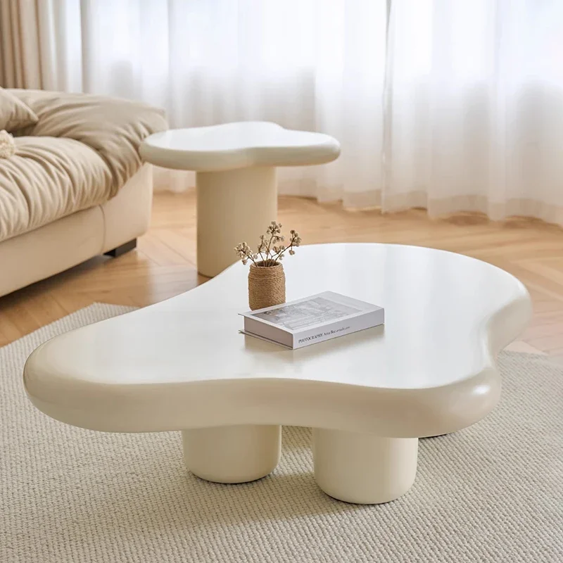 Nordic Irregular Clouds Low Coffee Tables For Living Room Kawaii Style Decoretion Cream Unique Side Table Mesas Room Furniture