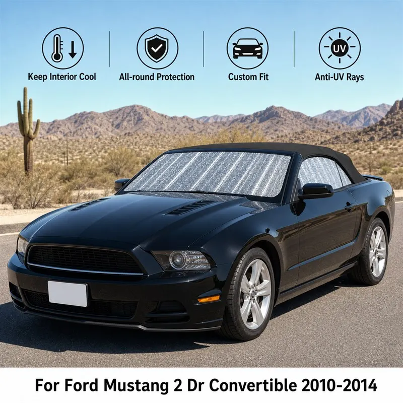 

For Ford Mustang 2 Dr Convertible 2010-2014 Full Set Car Window Sunshades UV Block Privacy Heat Insulated Foldable Car Curtain