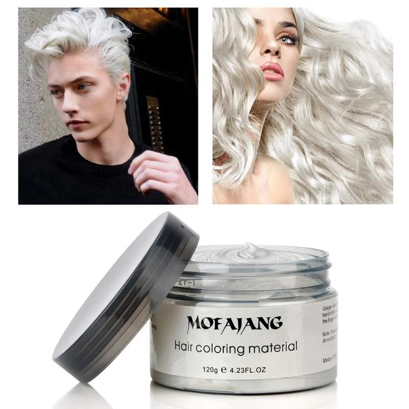 

Color Hair Wax Styling Pomade Silver Grandma Grey Temporary Dye Disposable Fashion Festival Celebrate Molding Coloring Mud Cream