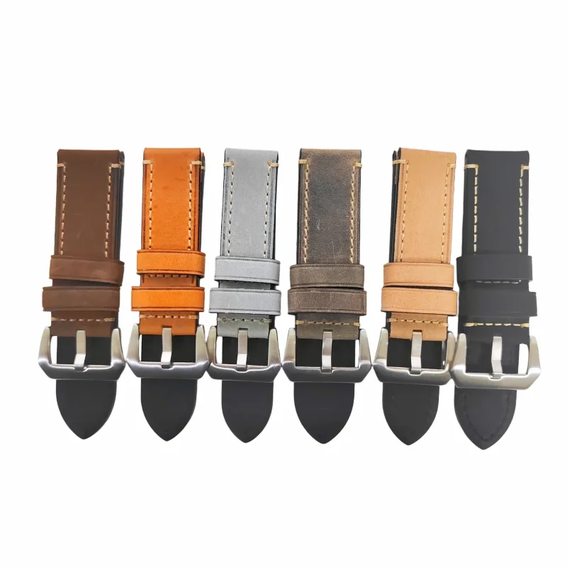 Wholesale 10PCS/Lot 20MM 22MM 24MM 26MM Crazy Horse Leather Watch Strap Watch Band Vegetable - Tanned Leather