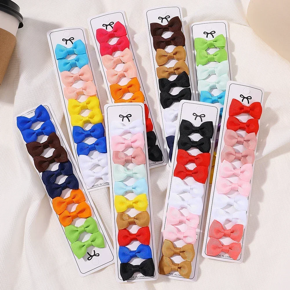 10 pezzi Boutique fatti a mano piccoli fiocchi per bambini Grosgrain 1.5 "fiocchi per capelli clip a coccodrillo per neonate Toddlers accessori per capelli regalo