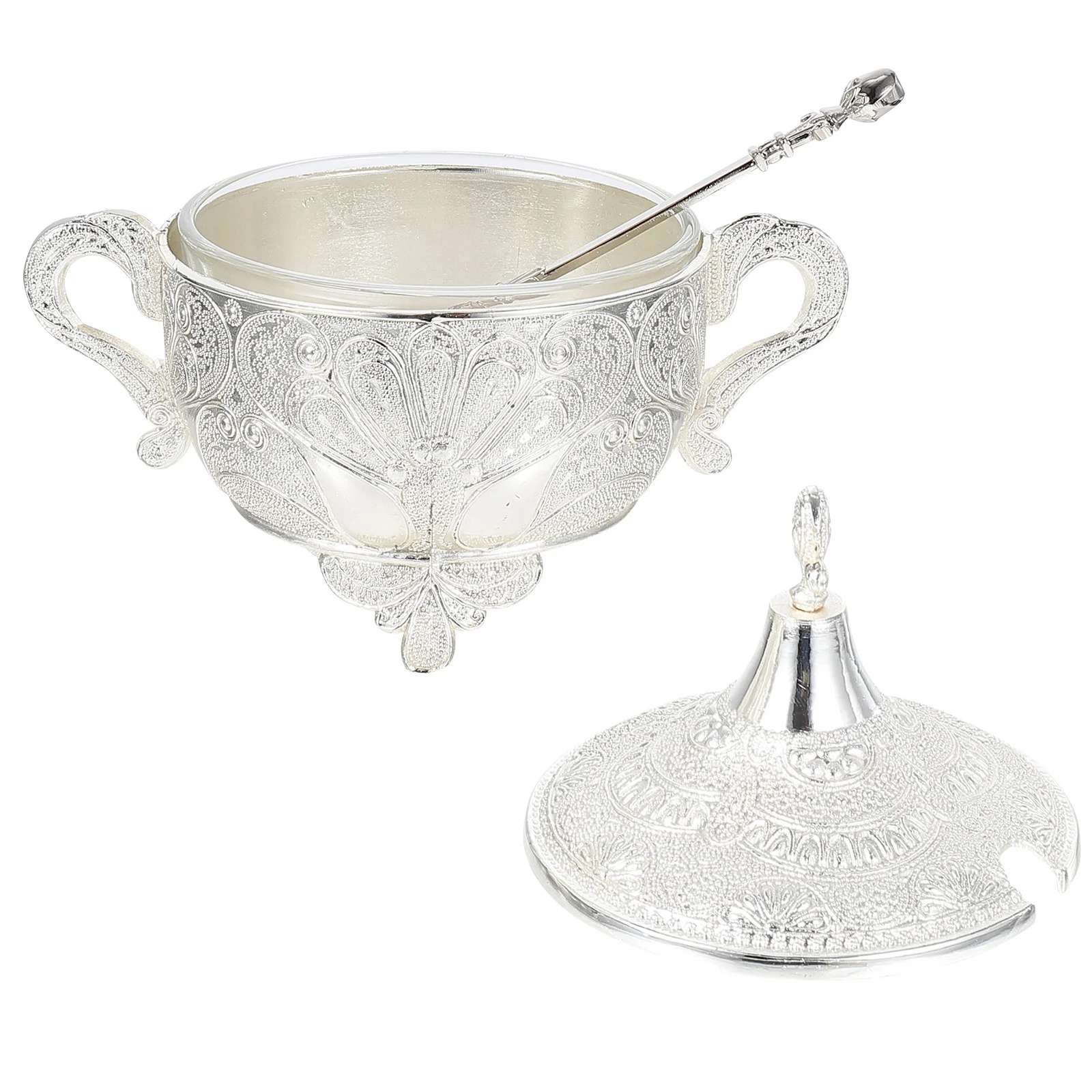 

1Pcs Seasoning Holder Zinc Alloy Carved Storage Jar Kitchen Salt Sugar Pepper Box Practical Household Container