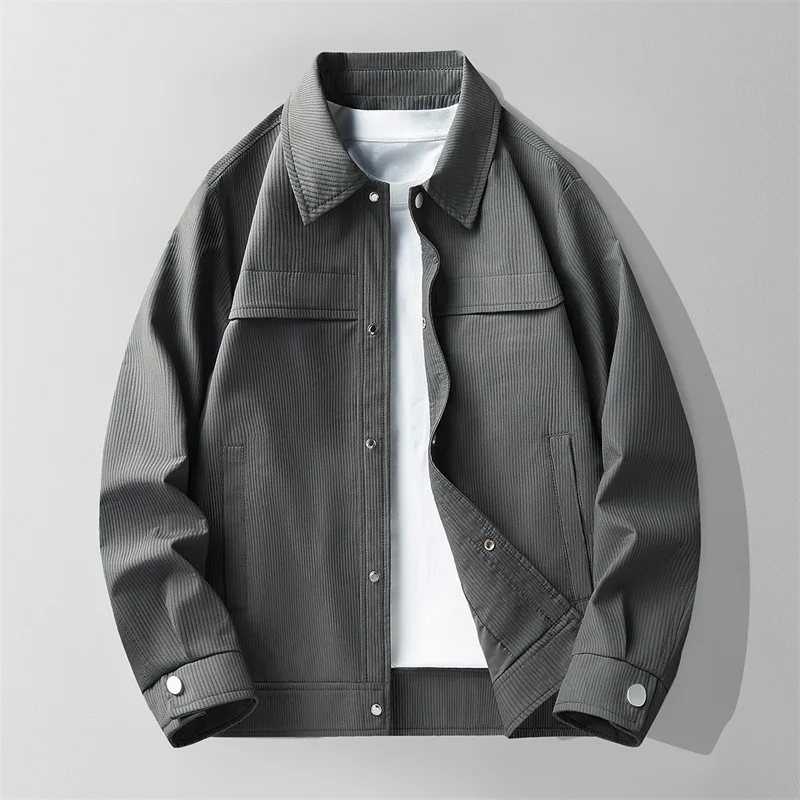 ربيع الخريف جديد أزياء الرجال بلون بدوره إلى أسفل طوق طويلة الأكمام عارضة العصرية بسيطة الأساسية فضفاض السترات الذكور معاطف