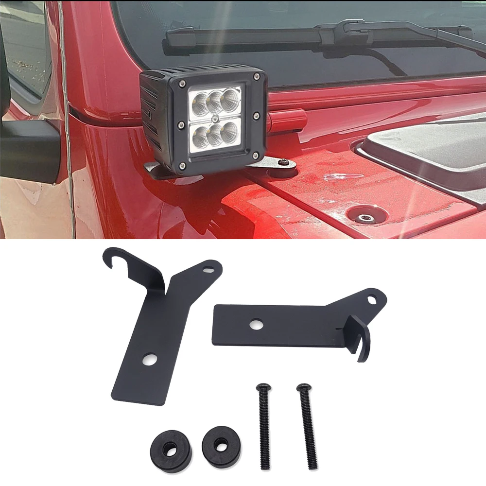 Car Accessories A-Pillar Lower Windshield LED Cube/Work Auxiliary Light Side-Mounted Brackets For Jeep 2018-2023 JL Wrangler