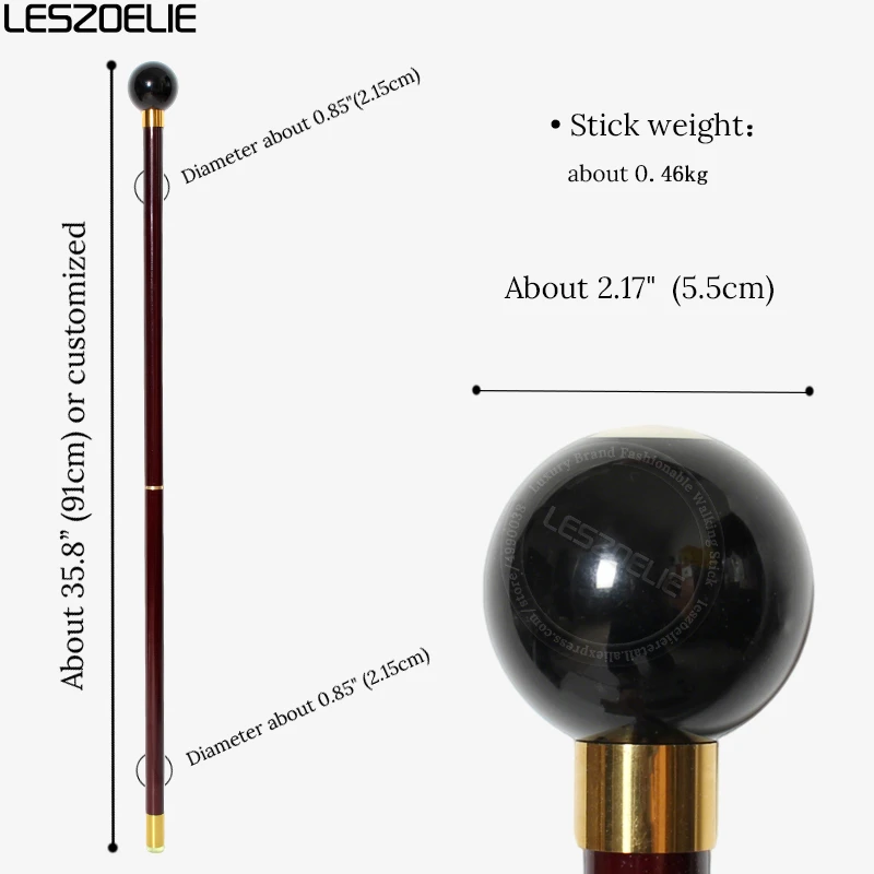 Black 8th Billiards Handle 2-Piece Walking Stick Wine Red Beech Wood Elegant Fashionable Decorative Canes for Men And Women