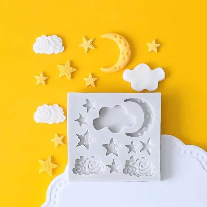 Moon Stars Clouds Cake Decoration Mold Fondant Silicone Cake Mold DIY Chocolate Mousse Kitchen Baking Mold Candy Pastry Bakeware