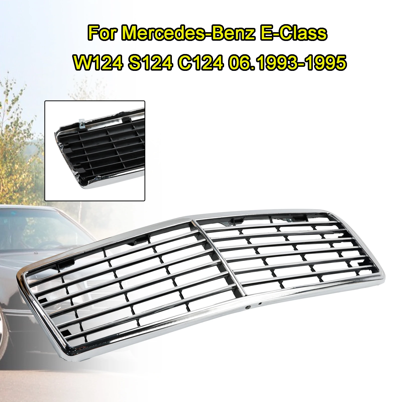 Front Bumper Grille Grill Fit for Mercedes-Benz E-Class W124 S124 C124 1993-1995