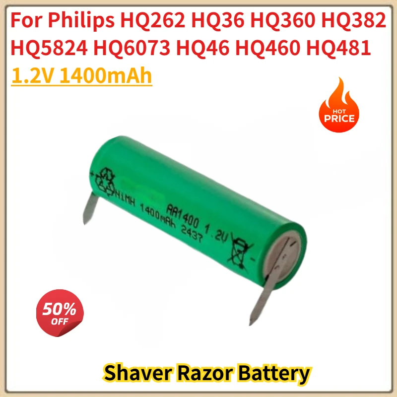 

High Quality 1.2V 1400mAh Battery for Philips HQ5824 HQ6073 HQ46 HQ262 HQ36 HQ360 HQ382 HQ460 HQ481 Shaver Razor Brand New