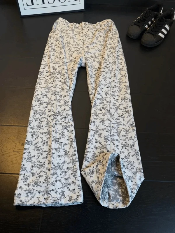 

White Floral Embroidery Men's Jeans Spring Design Slim Straight Long Pants American Vibe Casual Sle mid Waist Button Fly
