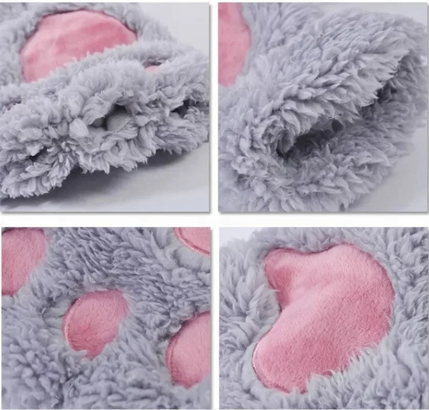 Lovely Plush Cat Claw Paw Gloves Plush Mittens Warm Soft Plush Short Fingerless Fluffy Bear Gloves Costume Half Finger Gloves