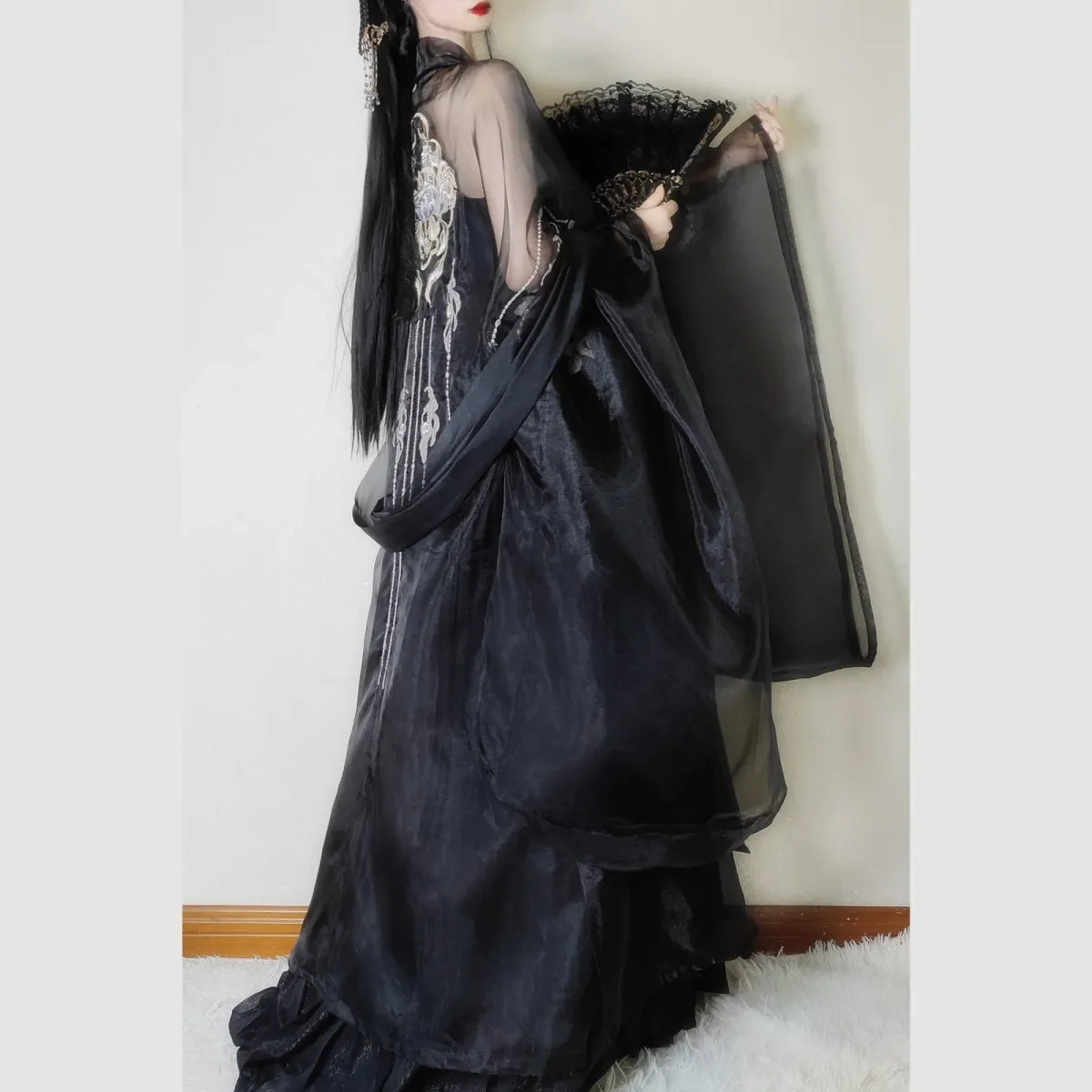 Sukienki Hanfu dla kobiet w stylu chińskim tradycyjnym, strój do tańca ludowego, sukienki wróżek, starożytny kostium, ubrania Tang, vintage cosplay, czarna sukienka, 2025