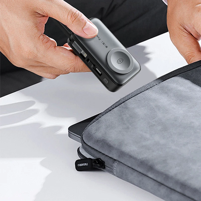 Pocket Power Bank Portable Fast Charge Type C External Battery for iPhone Watch Samsung Xiaomi With Cable Quick Charge Powerbank