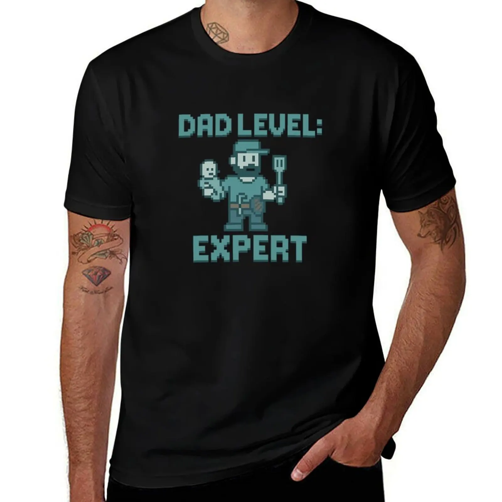 

Dad Level: Expert Pixels T-Shirt blue archive summer top T-shirts oversize oversizeds t shirt men