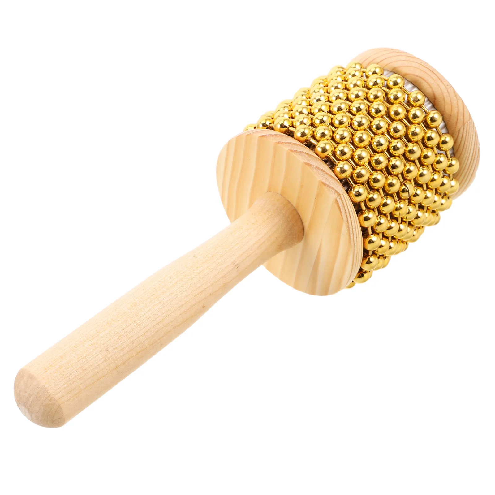 

Handheld Wooden Cabasa Percussion Instrument with Golden Metal Beaded Chain Ideal for Beginners Musicians Music Teachers