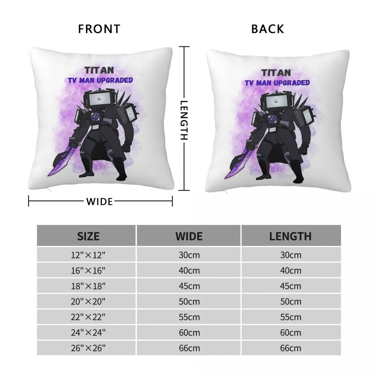 Skibidi Toilet Titan Tv Man Upgraded Square Pillowcase Polyester Linen Velvet Creative Zip Sofa Seater Cushion Cover Wholesale