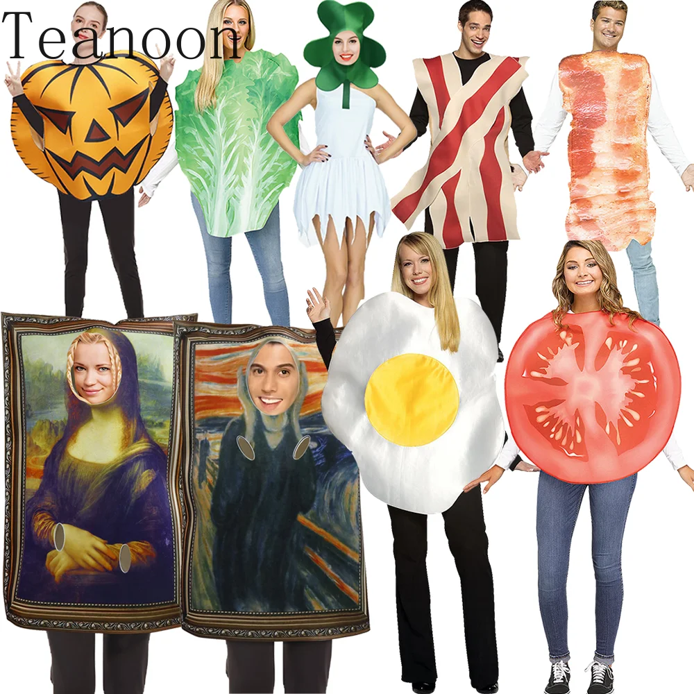 Funny Mona Lisa Mural Van Gogh Cosplay Costumes Props for Adult Kid Unisex Carnival Fancy Dress Up Sponge Performance Outfits