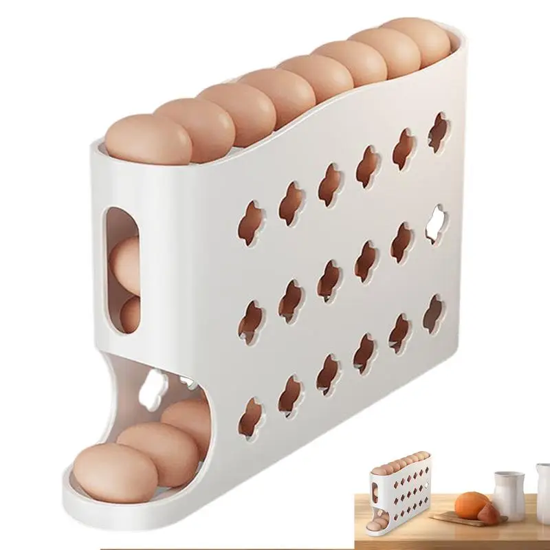 4-layer Slide Egg Storage Box Ladder Style Egg Box Storage Refrigerator Side Door Large Capacity Automatic Egg Rolling Machine