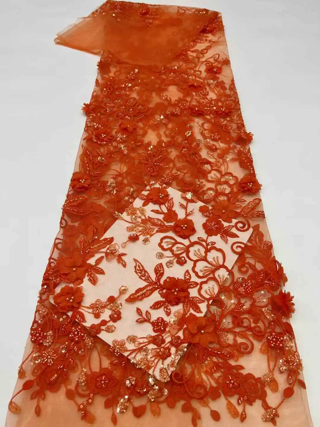 

Модная французская сетка с 3D цветочной вышивкой, кружевная ткань с бисером и блестками, африканская нигерийская ткань для свадебного платья