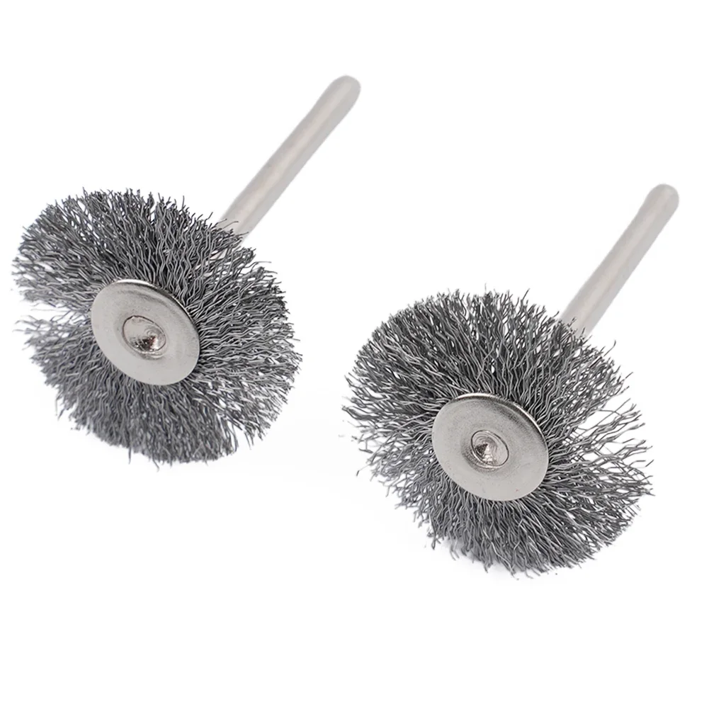 Brosse métallique en acier inoxydable de 25mm de diamètre, mini brosses de polissage, outil lointain, petite brosse en forme de T, meule