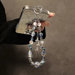 High-End Fashion Crystal Beaded Phone Lanyard With Tassel Hanging Decoration Short Chain Accessory for Stylish Phone Carrying