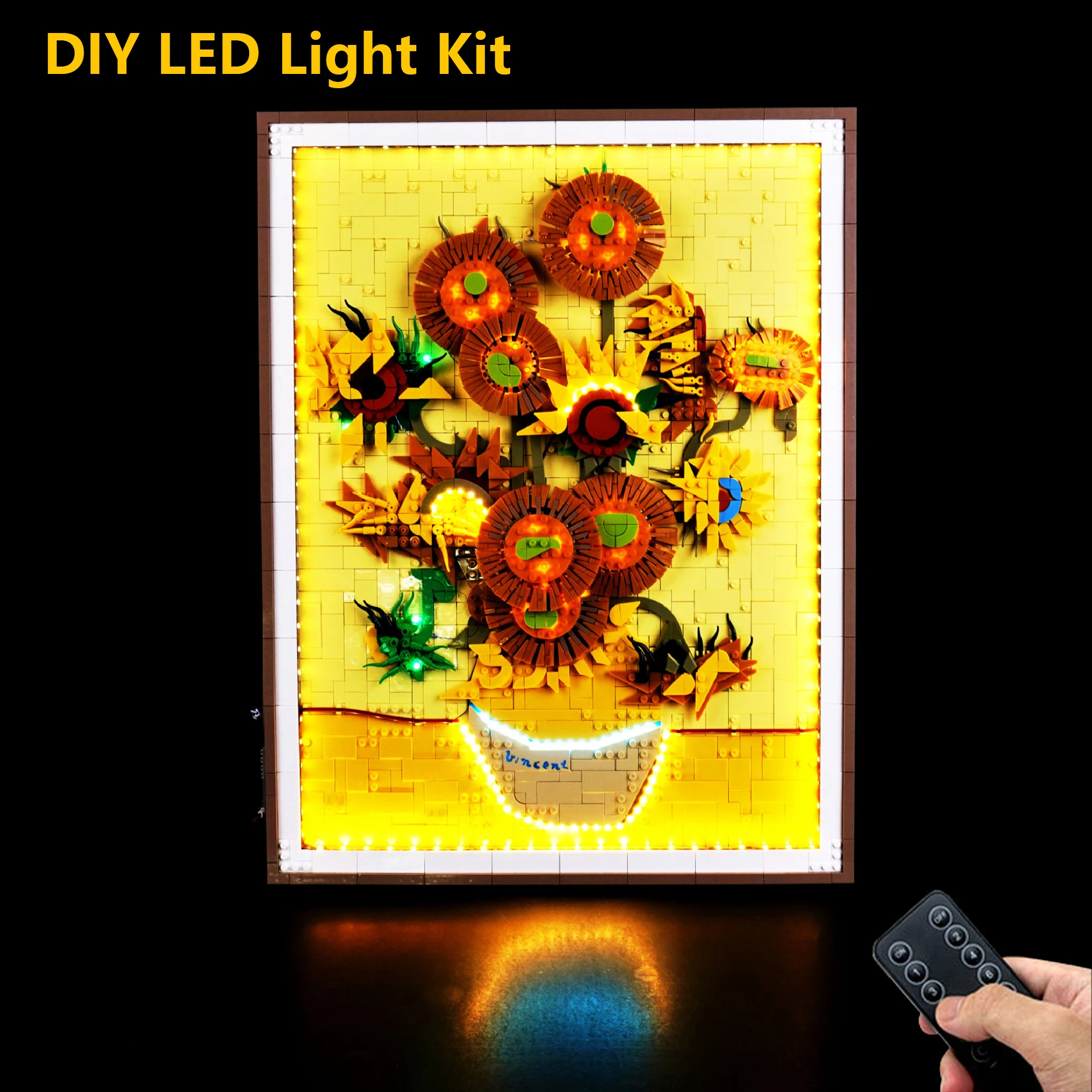 

DIY LED Lighting Kit for 31215 Sunflower Wall Art Building Blocks Remote Control Display Lights Only Perfect Gift for Lovers