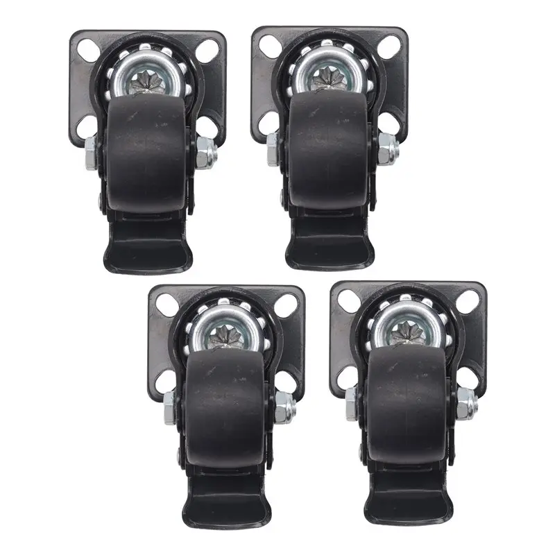 

Happy New- Swivel Casters 2" 4Pcs Heavy-Duty With Brakes Nylon Wheels Industrial 600Kg Load Capacity